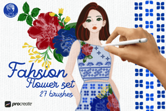 Download Fashion Flower Set 27 Procreate Brushes - Premium Bundle