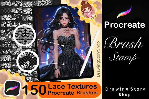 Download 150 Procreate Lace Texture Brushes - Texture brushes Collection