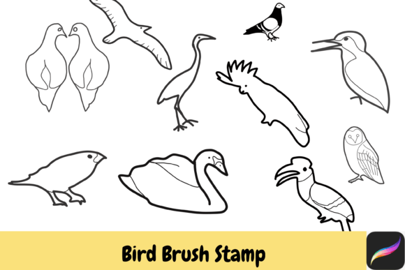 Download Bird Animal Hand Drawn Brush Stamps IPAD - Ipad Collection